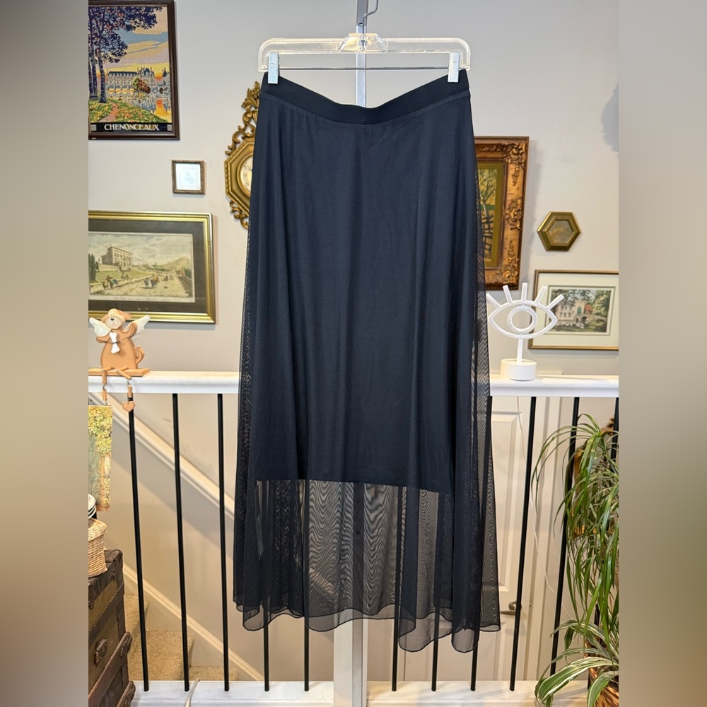 Sympli Black Reversible Moxie Maxi Skirt Mesh Overlay Size 10 - Picture 5 of 17
